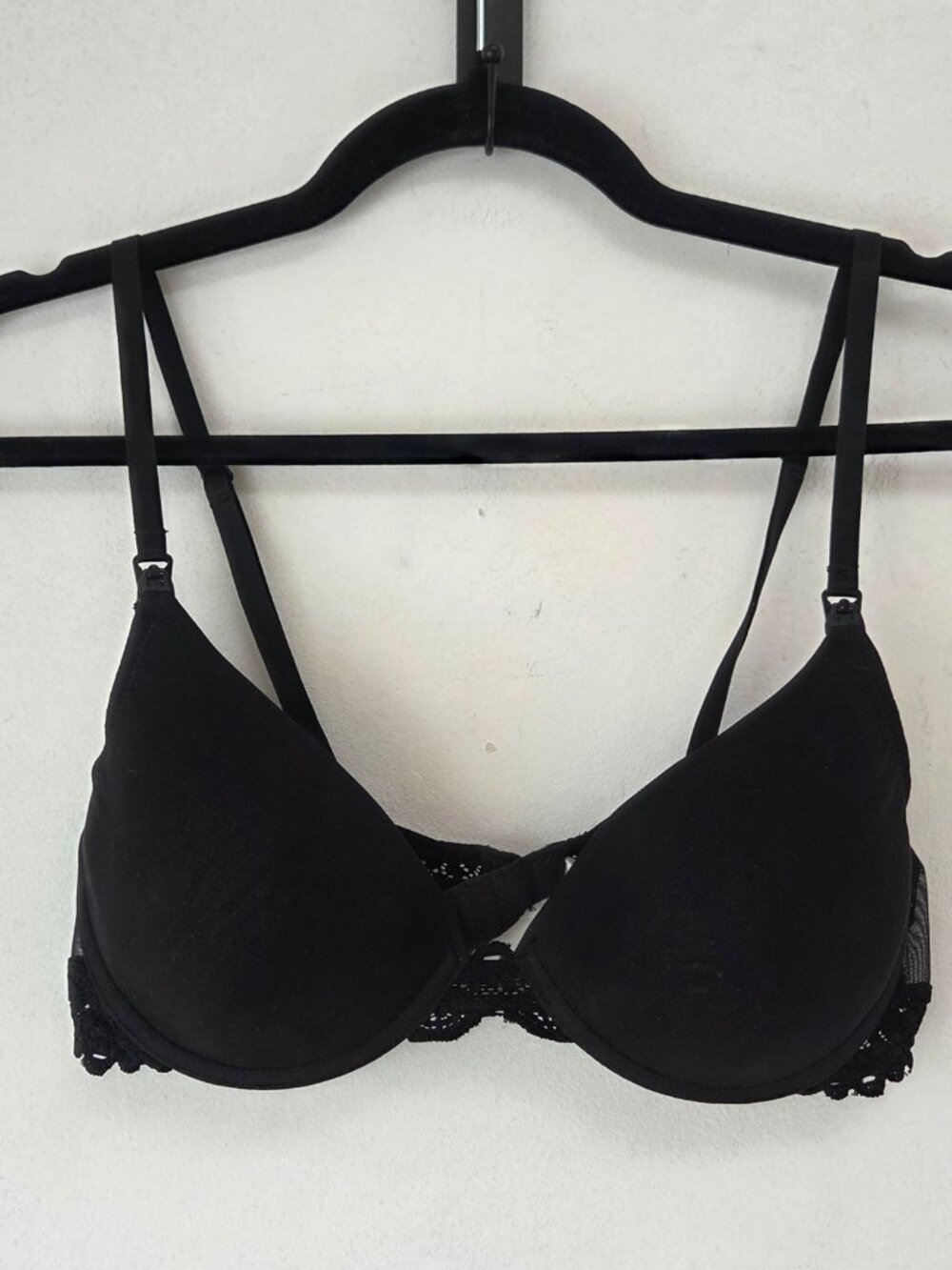Natori Private Luxuries Black Lace Bra Underwire Adjustable Straps Women's 36B